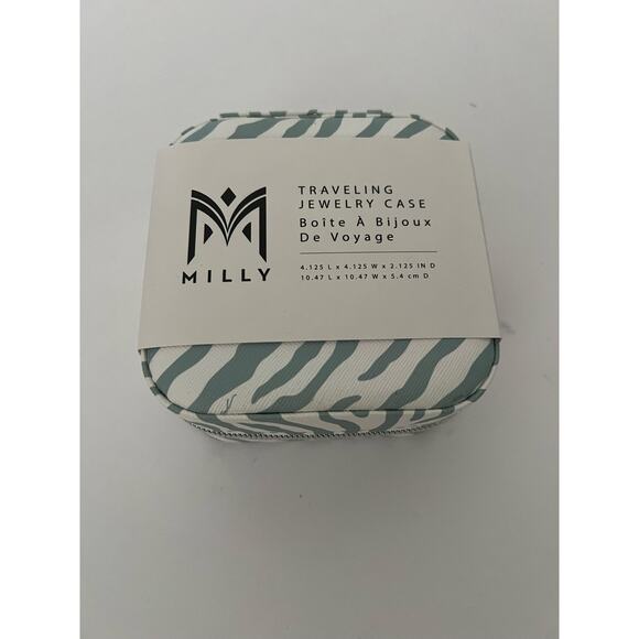 NEW Milly Zip-Around Jewelry Case Blue White Zebra | Compact Travel Organizer - Picture 2 of 6